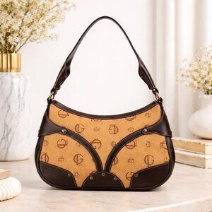 Guy Laroche Vintage Shoulder Bag Brown Leather Suede Purse Made Spain